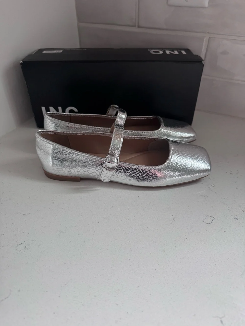 INC International Concepts Silver Women’s Mary Jane Flats