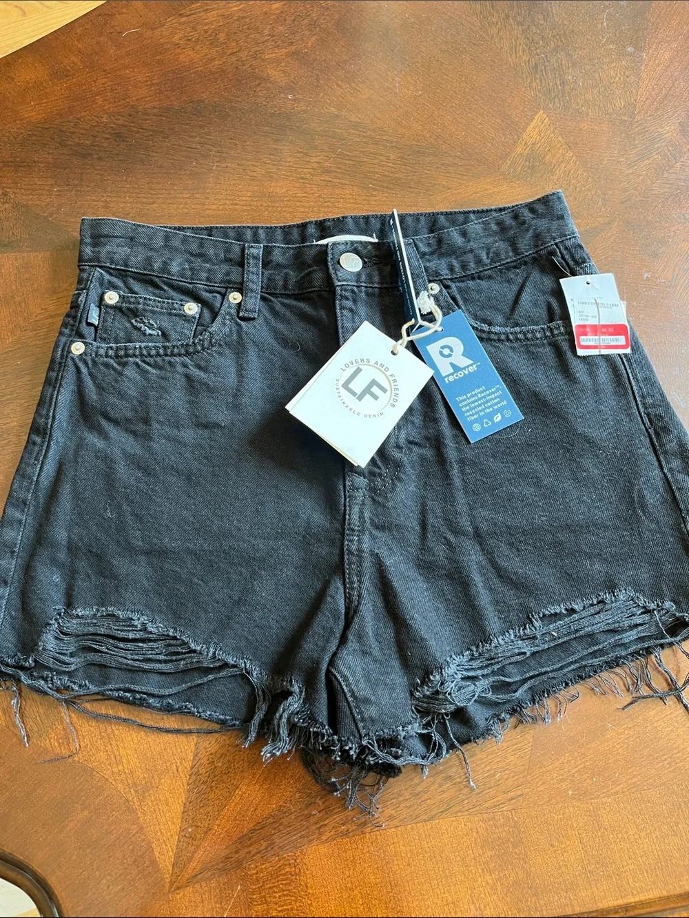 High-Rise Black Distressed Denim Shorts, Lovers And Friends
