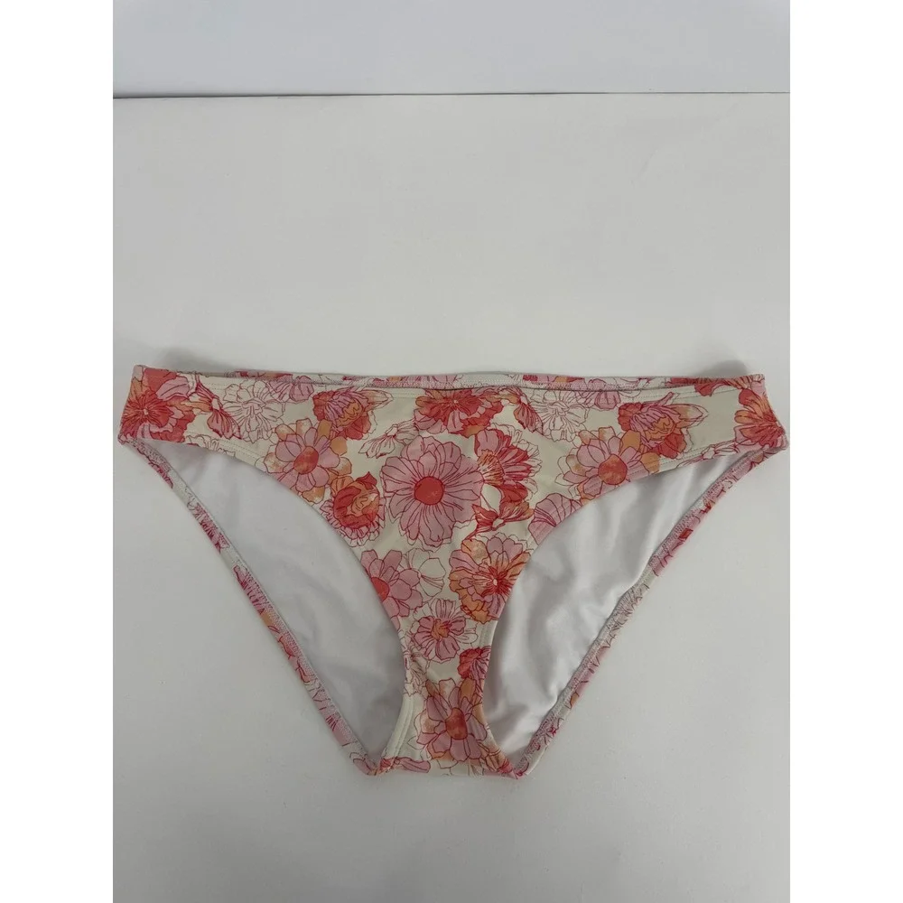 Shade & Shore Womens Floral Bikini Bottoms Pink Orange White Swim‎ Briefs Sz L