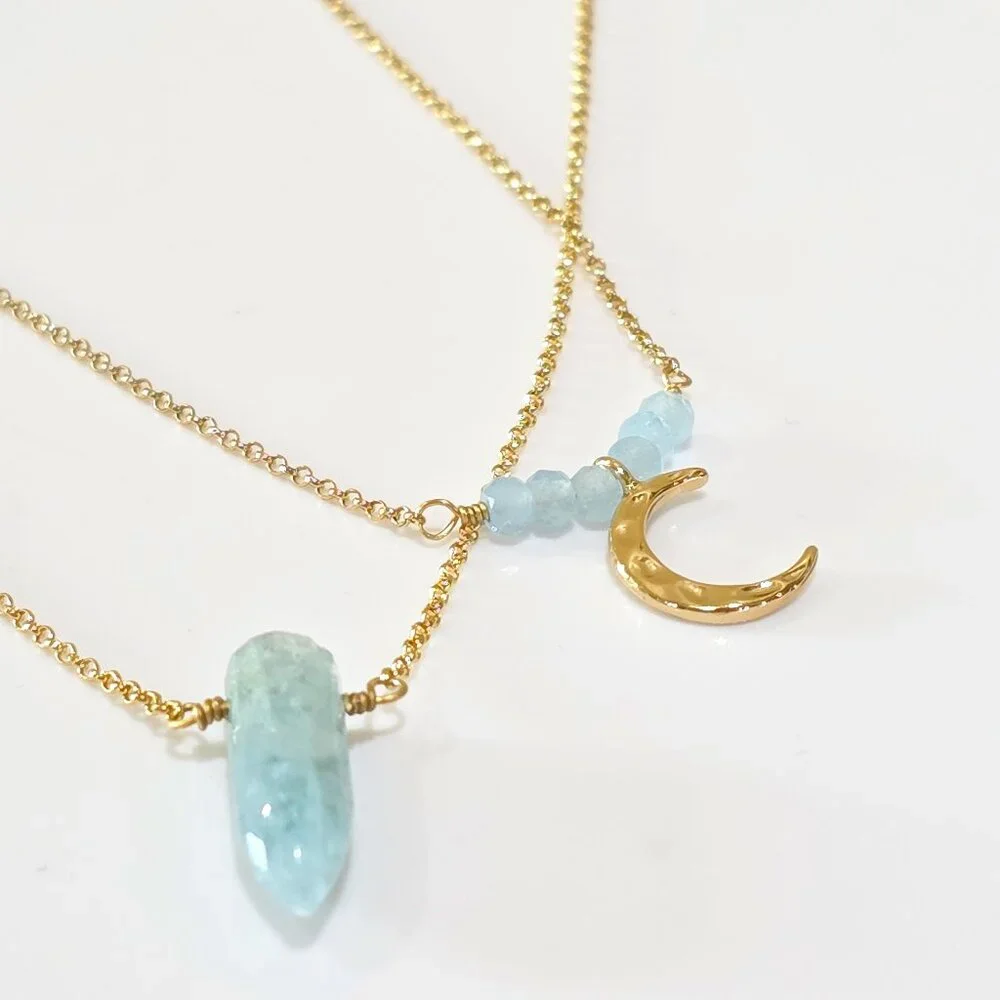Luna Norte Amazonite Moon 14k Gold Plated Brass 18