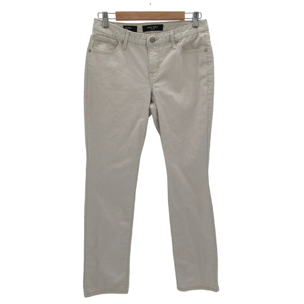 Beige Straight Leg Jeans 8/29 Nine West Mid Rise Stretch Embellished Pockets‎
