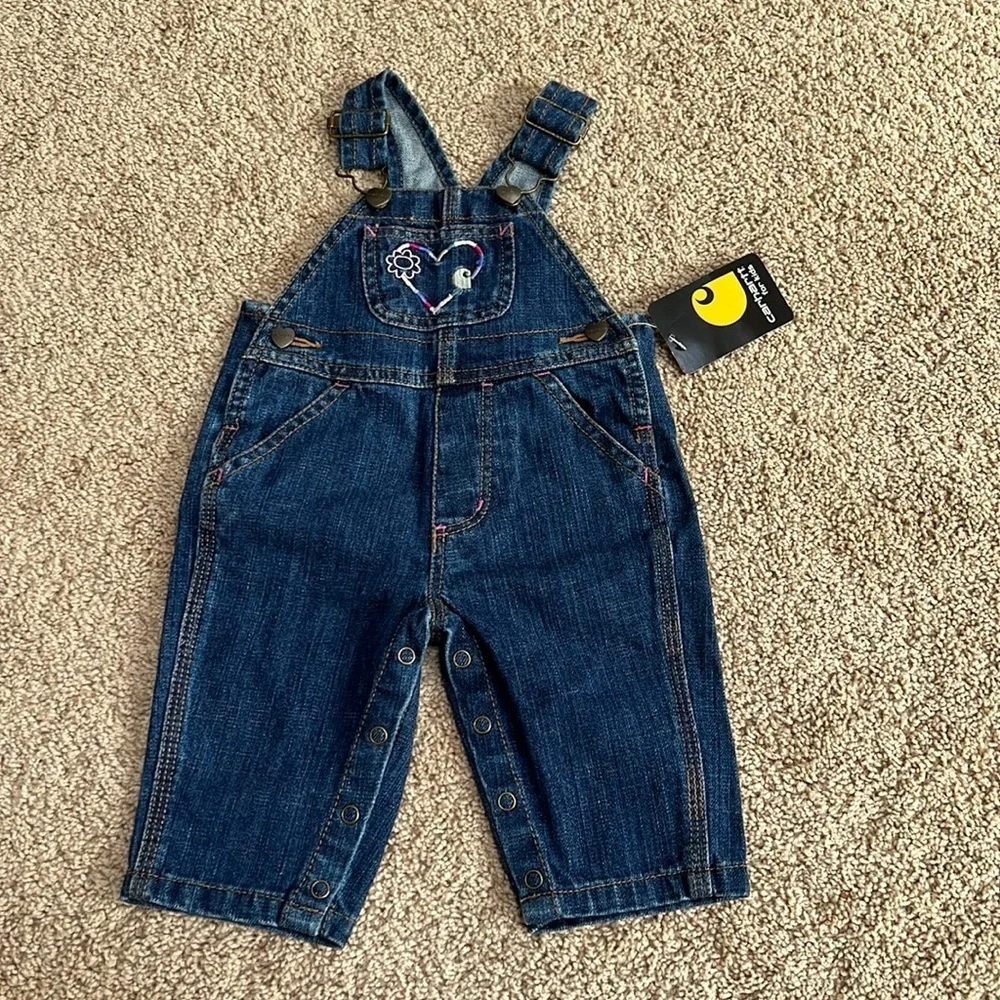 New! Carhartt for kids 3M bib denim overalls .