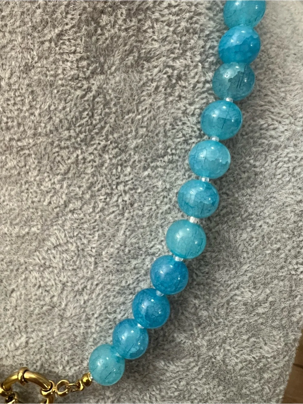 Blue Beaded Necklace with Gold Clasp - Women's Jewelry