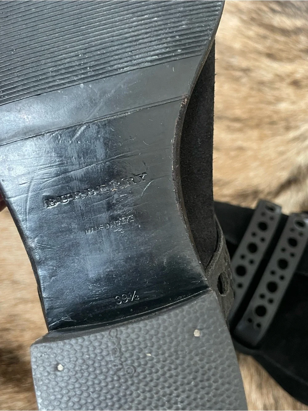 Burberry ankle perforated buckles