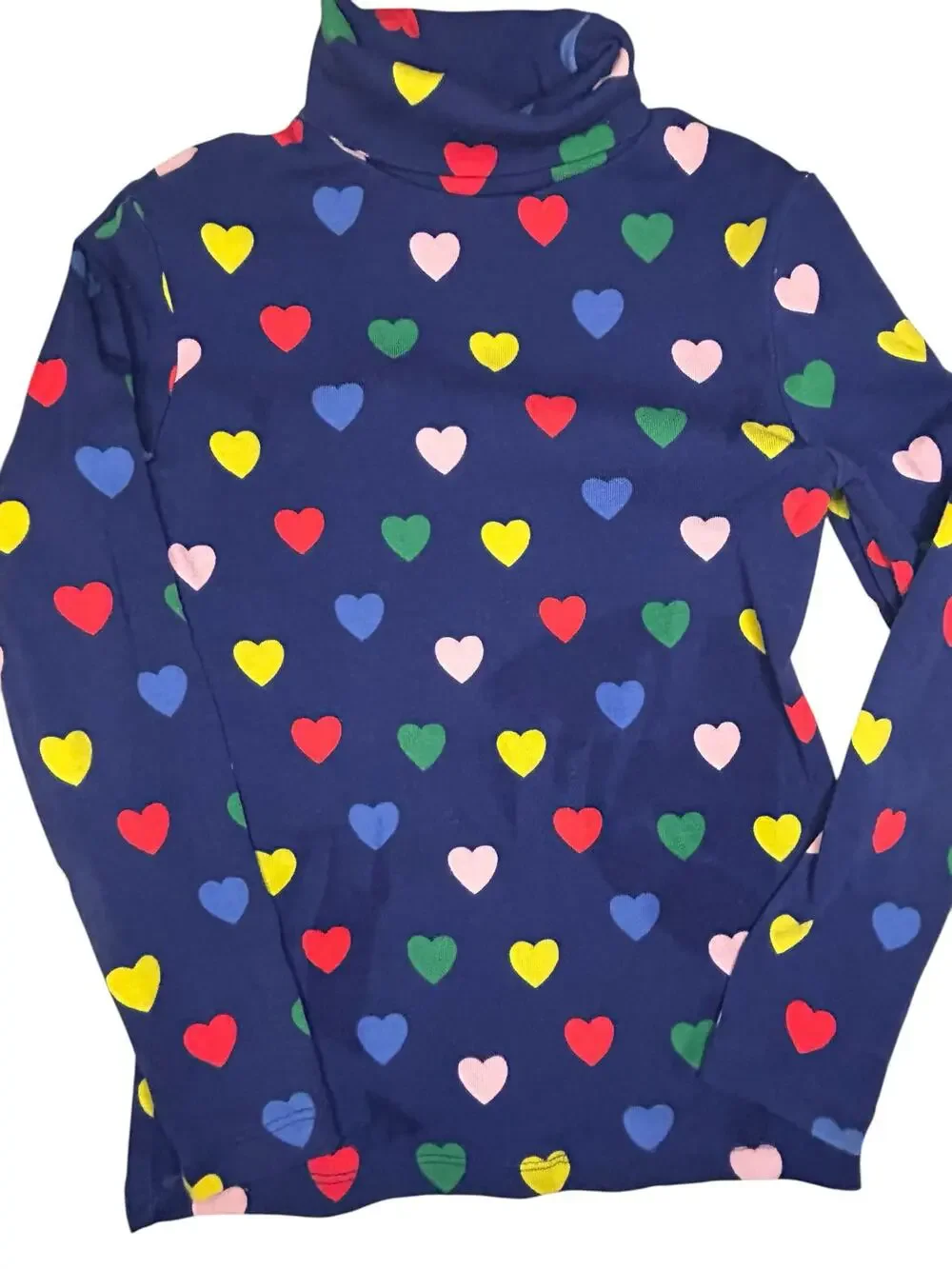 Mini boden navy blue heart turtle neck size 6/7
