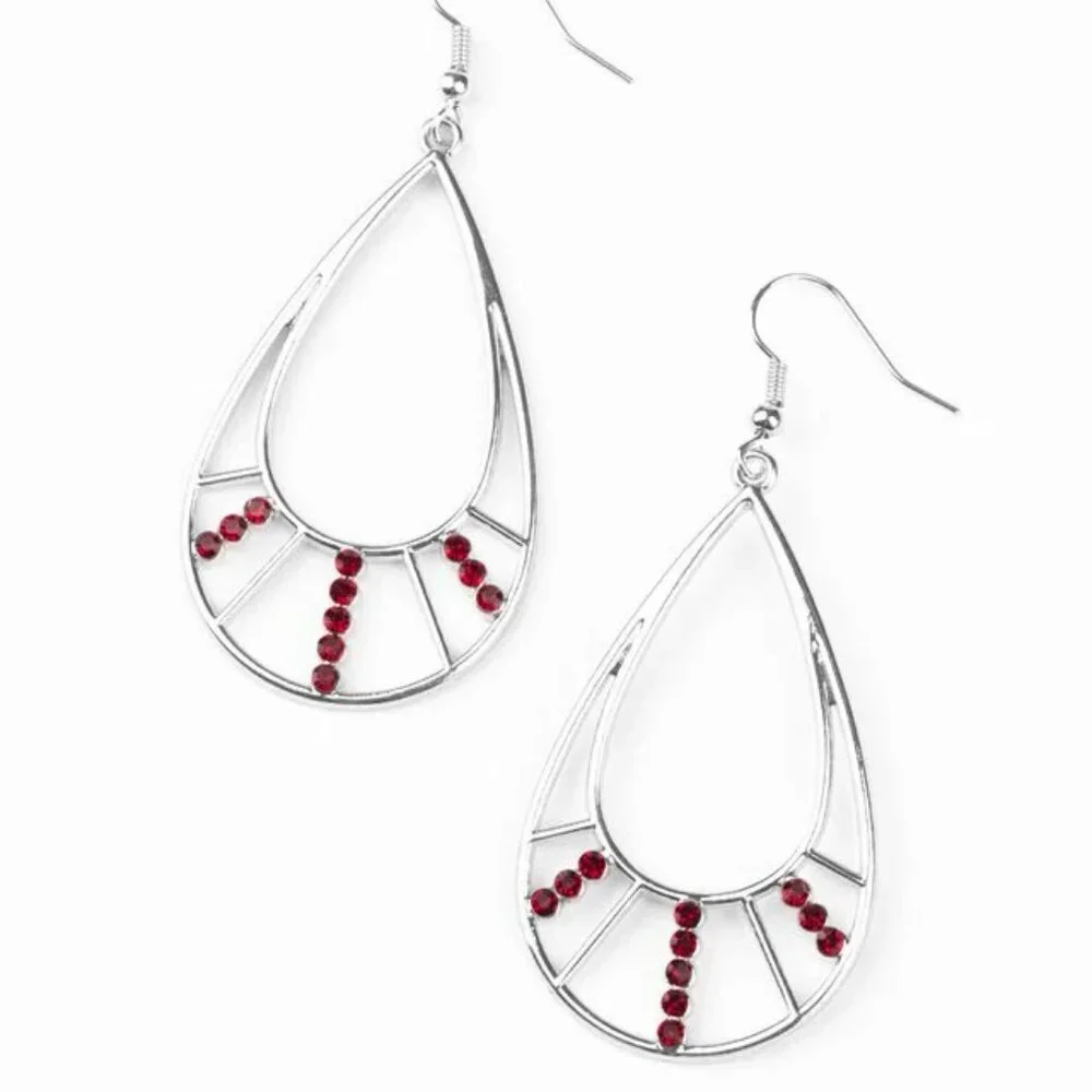 Paparazzi Jewelry Accessories - Line Crossing Sparkle - Red Earrings - Vintage