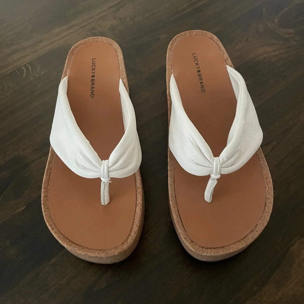 Lucky Brand Lellina White Wedge Sandal