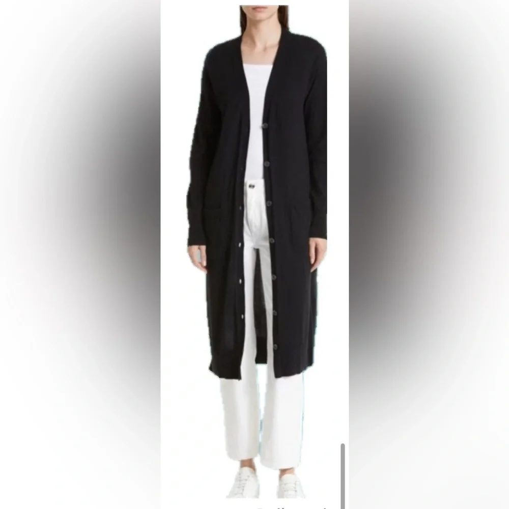 Nordstrom Signature Cotton and Cashmere Long Black Cardigan size XS