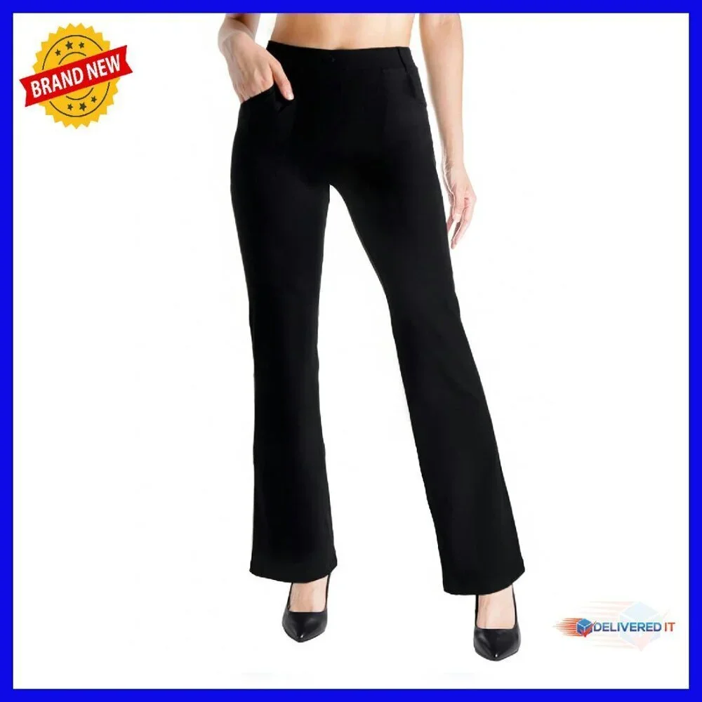 Women's Flare Yoga Dress Pants with Belt Loops Moisture-Wicking Fabric
