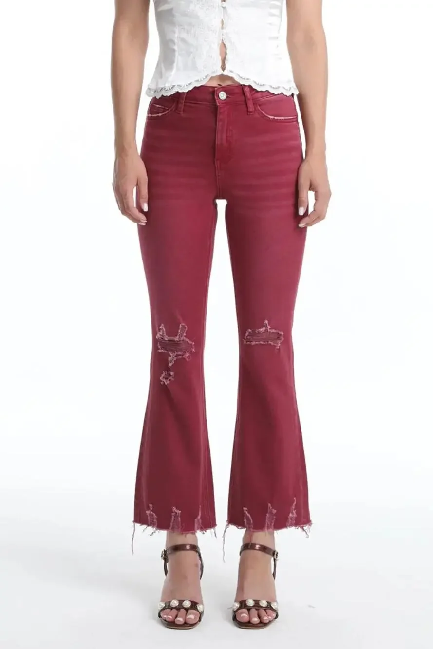 Emily High Rise Distressed Flare