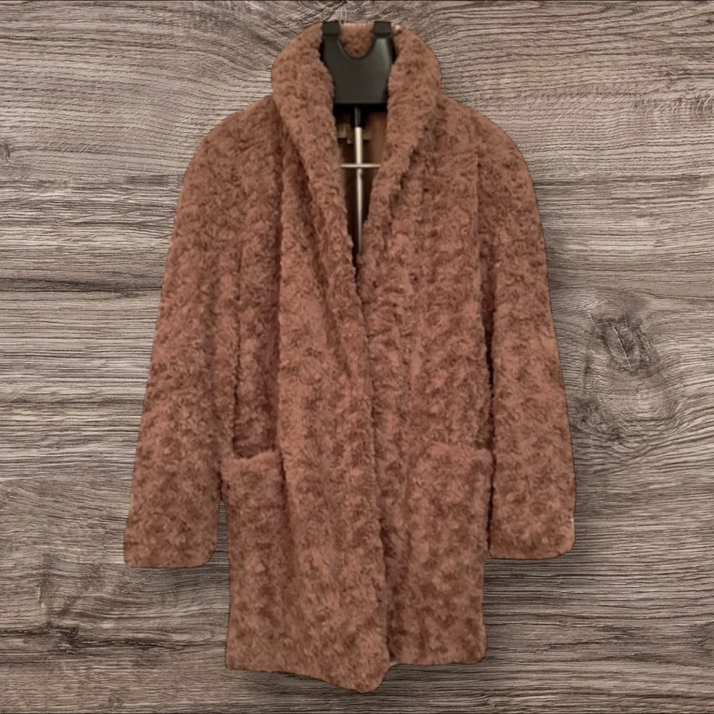❄️ Philosophy Teddy Coat Plush Camel Faux Shearling Cozy Winter L