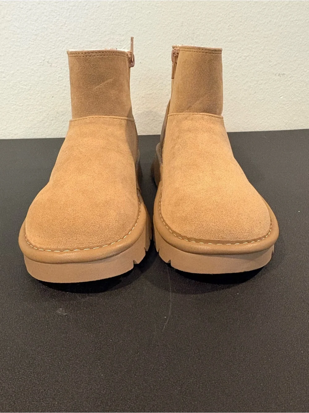Cat & Jack Girls Honor Faux Suede Style Fur Lined Boots Cognac Toddler Youth 1Y