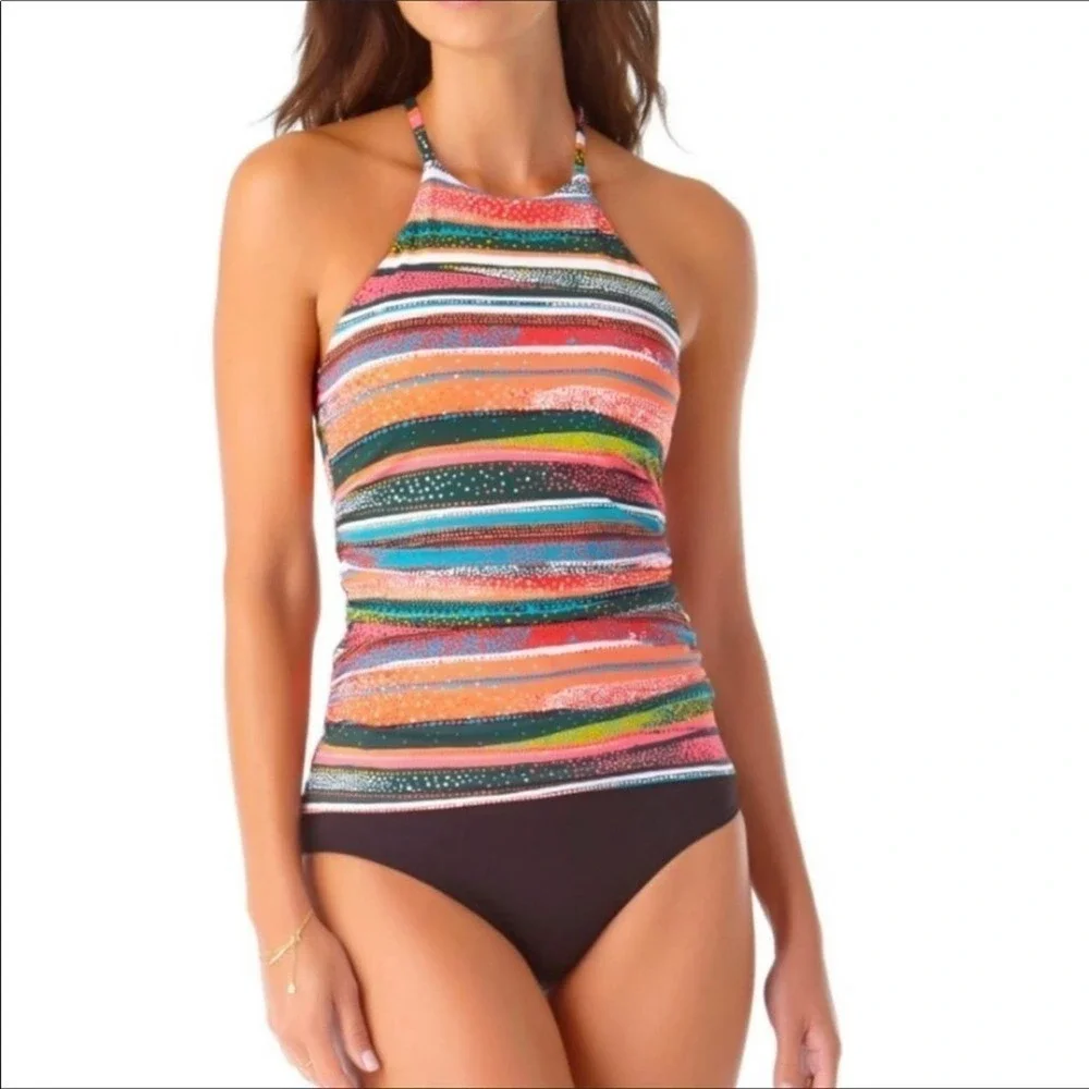 Anne Cole High Neck Tankini Bathing Swim Suit Top