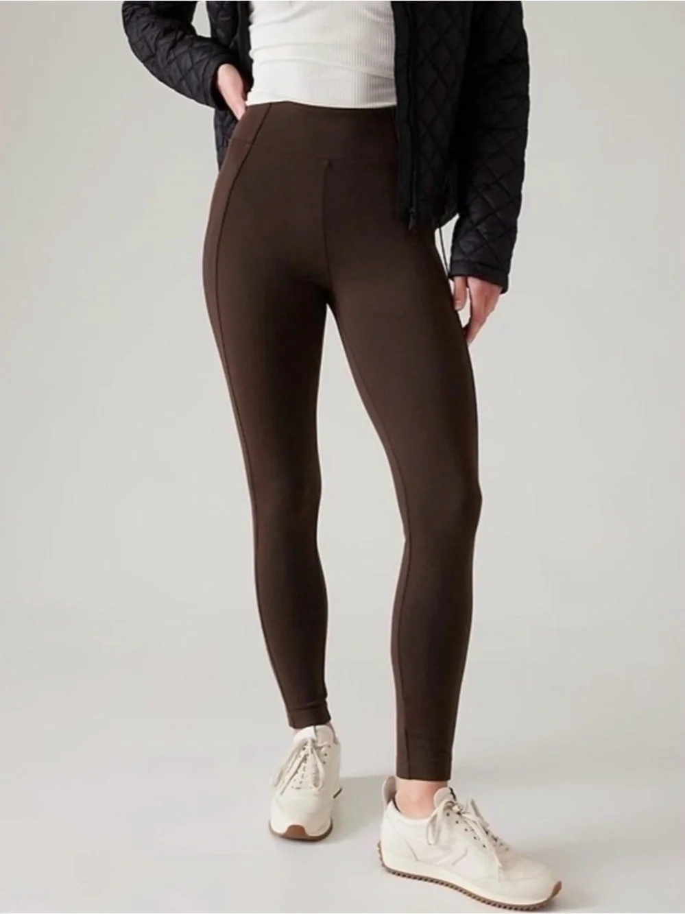 Athleta Delancey Skyline Tight Brown Ankle Zip Leggings XS brown