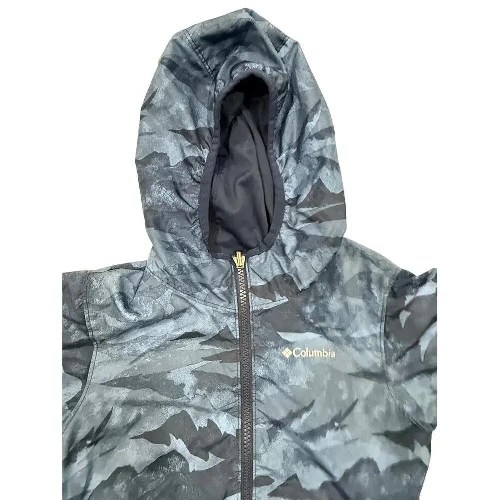 Columbia Kids XXS 4/5 Reversible Hooded Jacket Camo Blue Grey