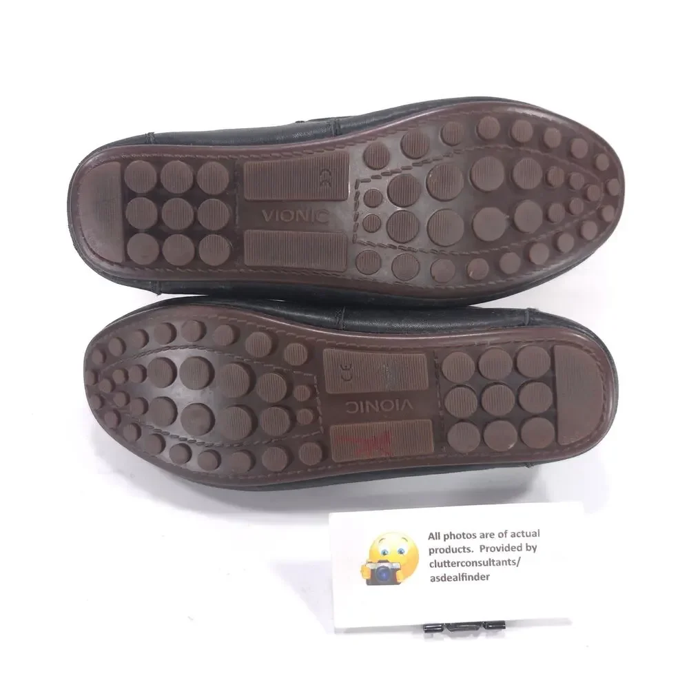 Vionic Virginia Leather Driving Moccasin Flat Womens Size 6.5 TVW5282 Black