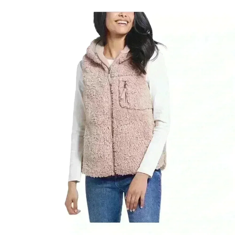 Weatherproof Vintage NWT Ladies' Comfy Teddy Bear Vest Blushing Pink Size S