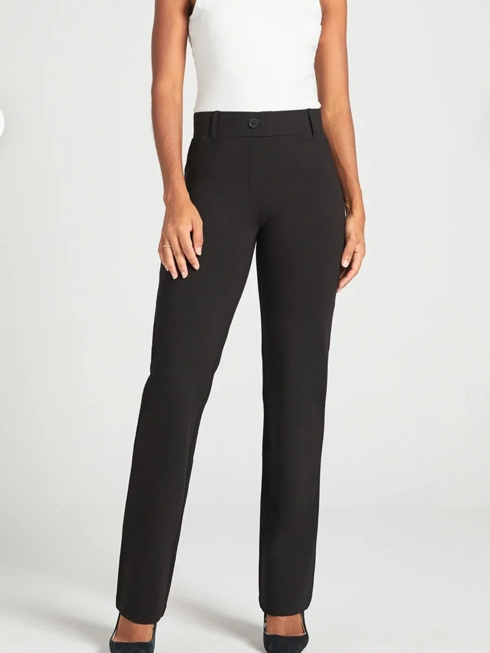 Betabrand Straight Leg Dress Pant Yoga Pant Medium Long Black
