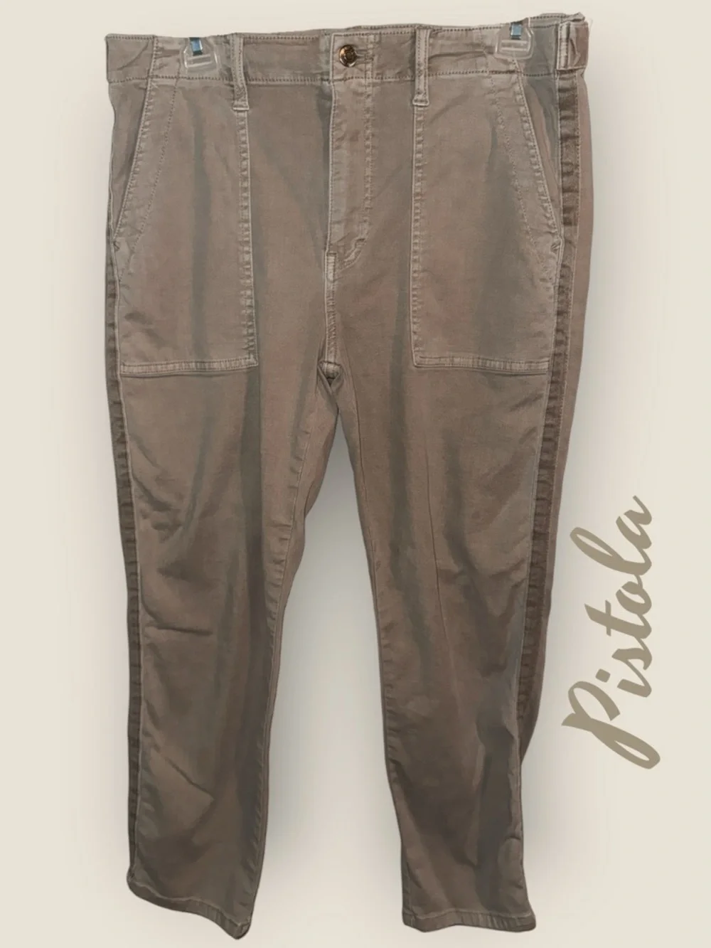 🌺Pistola Taupe Fold Button Back Pockets Utility Pants