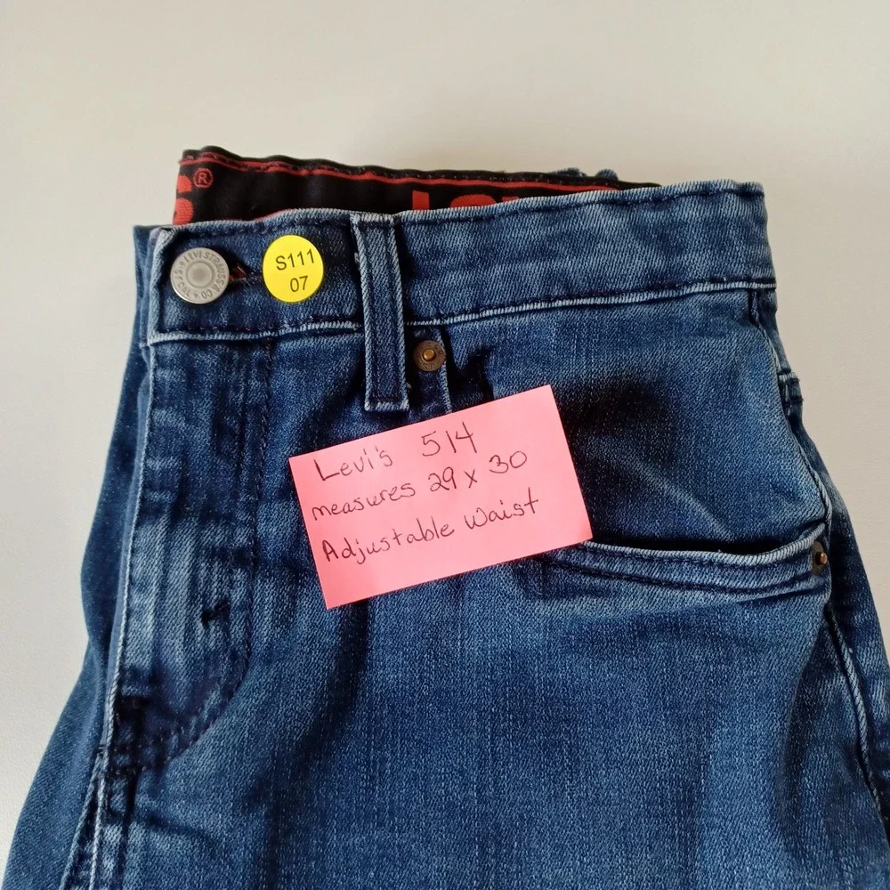 Levi's Jeans Boys 18 Reg Blue 514 Straight Fit Adjustable Waist Denim S111-07