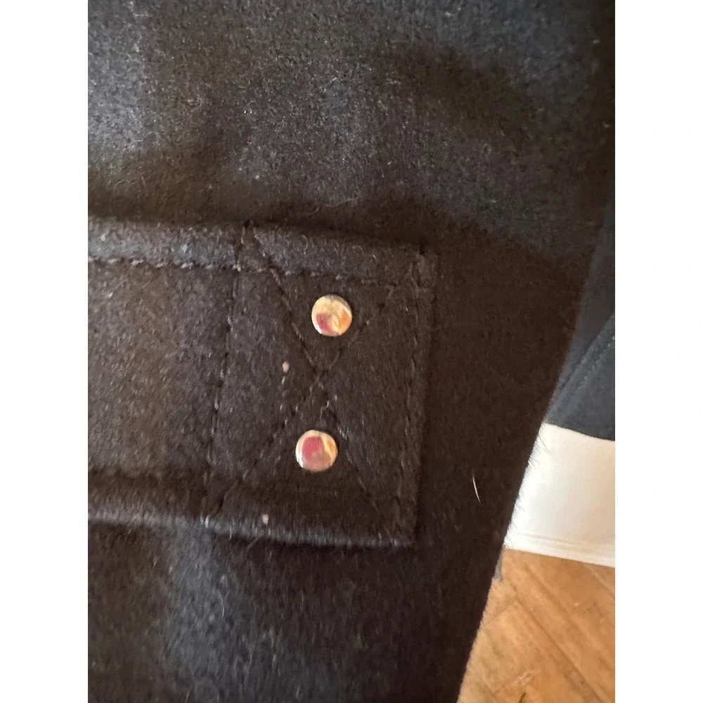 Vintage Miss Sixty M60 Black Wool Blend Peacoat Red Satin Lining Gothic Y2K XL