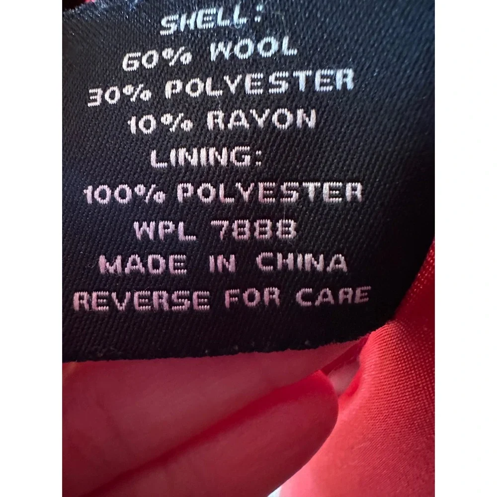 Vintage Miss Sixty M60 Black Wool Blend Peacoat Red Satin Lining Gothic Y2K XL