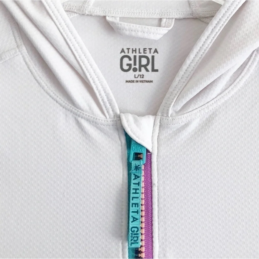 Athleta Girl Jacket Stunner Shade White Multicolored Zipper Size Large 12