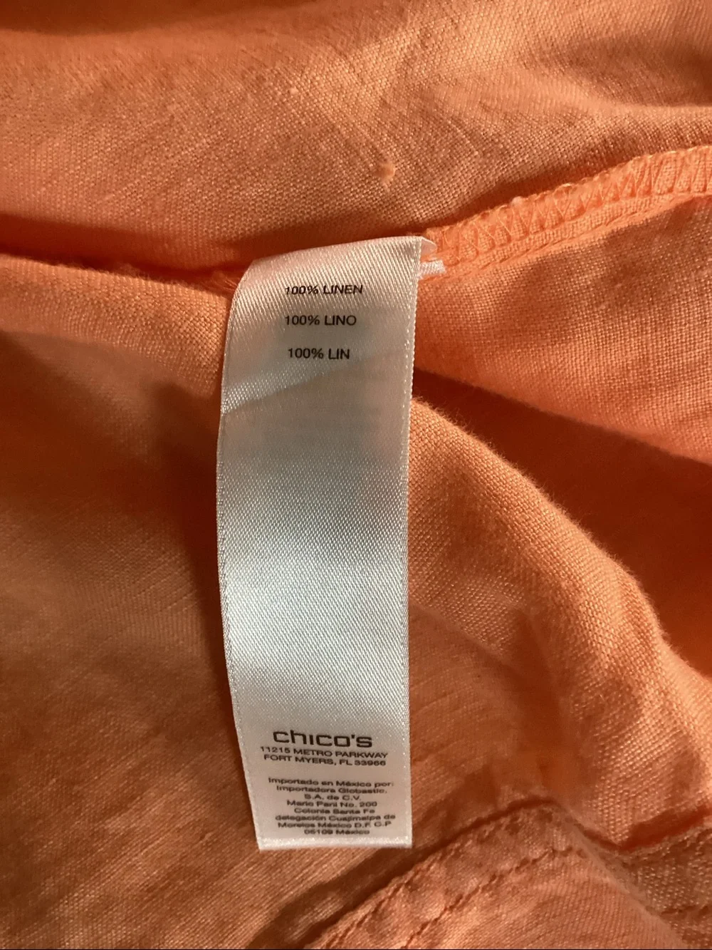 CHICO’S Cantaloupe Linen Trucker Jacket Size 2