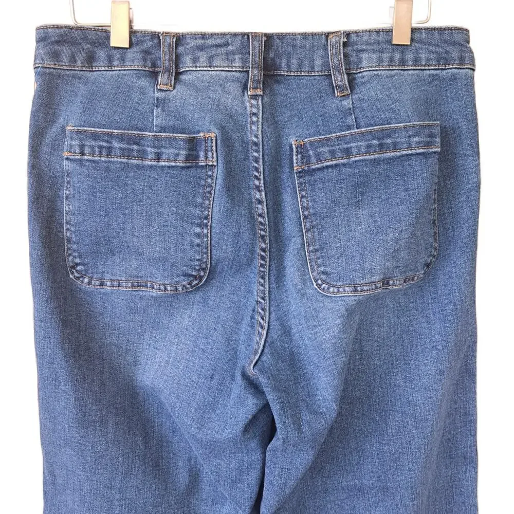 OAT New York Ultra-Wide-Leg High-Rise Crop Jeans Size 10 / 30