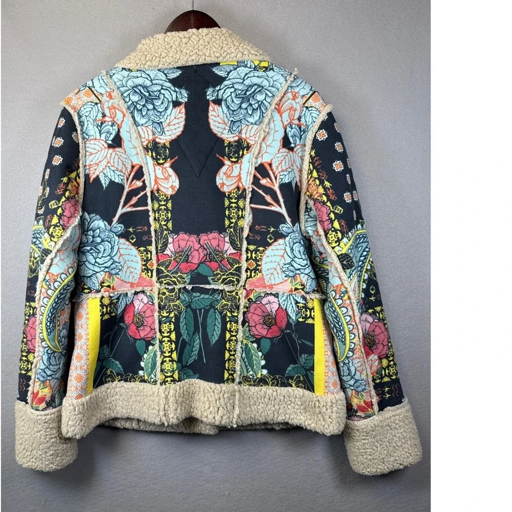 Johnny Was Biya Jacket Women S Multi Floral Sherpa Lined Boho Luxury Chic Preppy