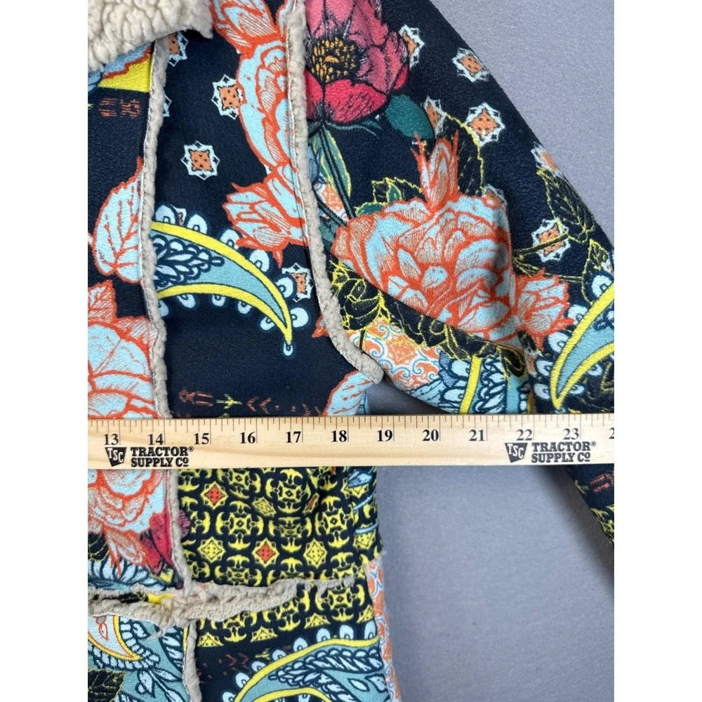 Johnny Was Biya Jacket Women S Multi Floral Sherpa Lined Boho Luxury Chic Preppy