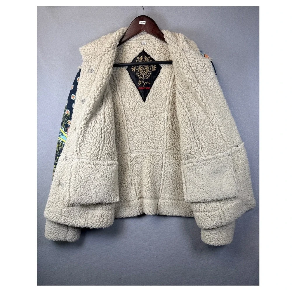 Johnny Was Biya Jacket Women S Multi Floral Sherpa Lined Boho Luxury Chic Preppy