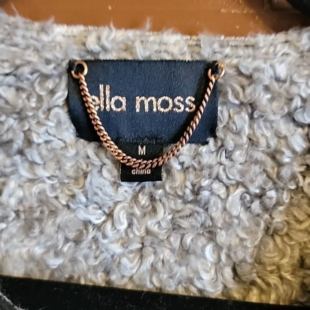 Ella Moss-Faux leather blackish/gray jkt. with black stretchy sleeves Size M NWT