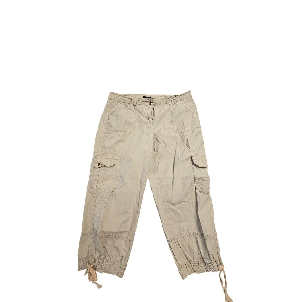 Tommy‎ Hilfiger Womens Cargo Crop Pants Tan Khaki Cotton Utility Size 14