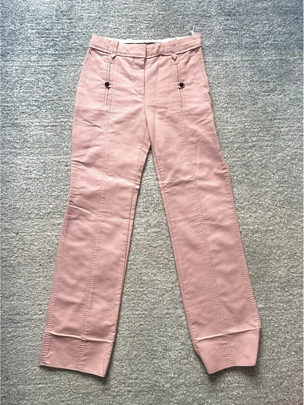 Vintage Louis Vuitton FR-36 Pink Cotton Textured Tailored Trousers Pants