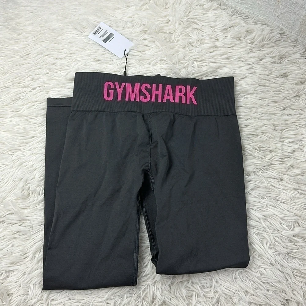 NWT Gymshark Fit Mid Rise Leggings - Charcoal/Pink