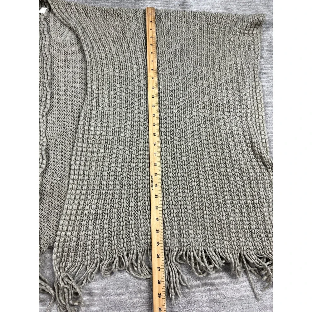 Cato Poncho Womens OS Gray Chunky‎ Knit Fringe Open Front Wrap Boho Oversized