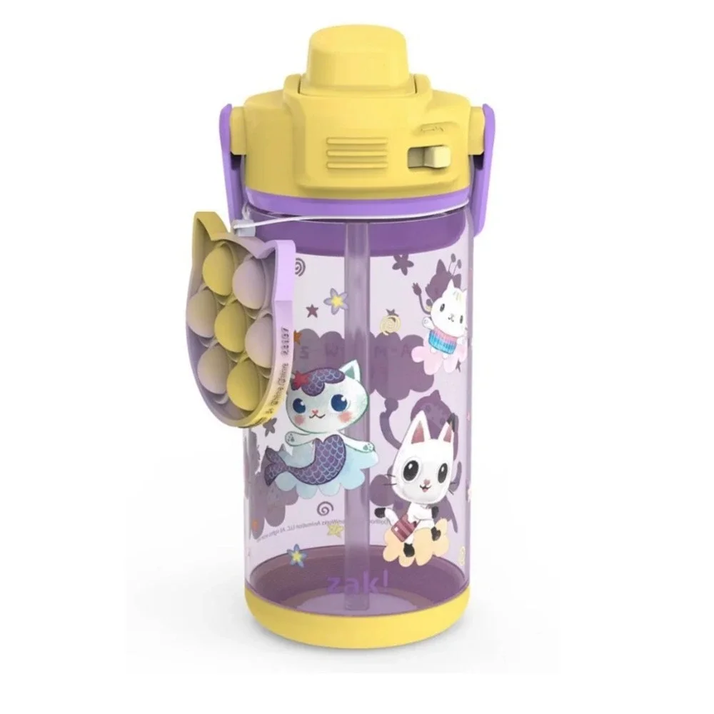 Zak Designs 16oz Beacon Gabbys Dollhouse Straw Bottle Fun Popper New With Tag