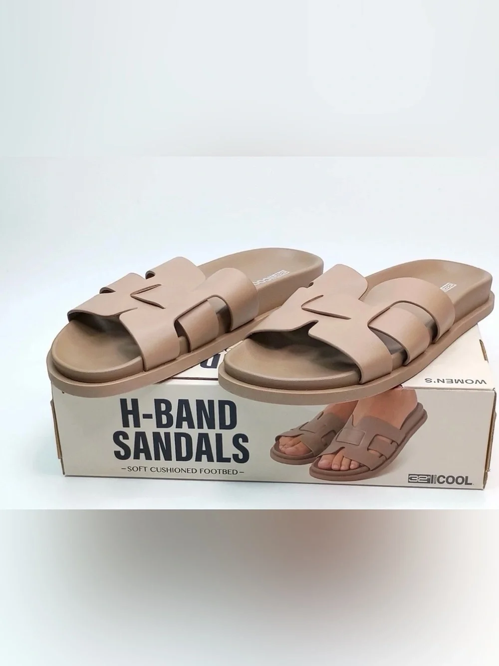 32 Degrees Cool Women’s H-Band Sandals Tan Cushioned Slide Sandals size 8 M