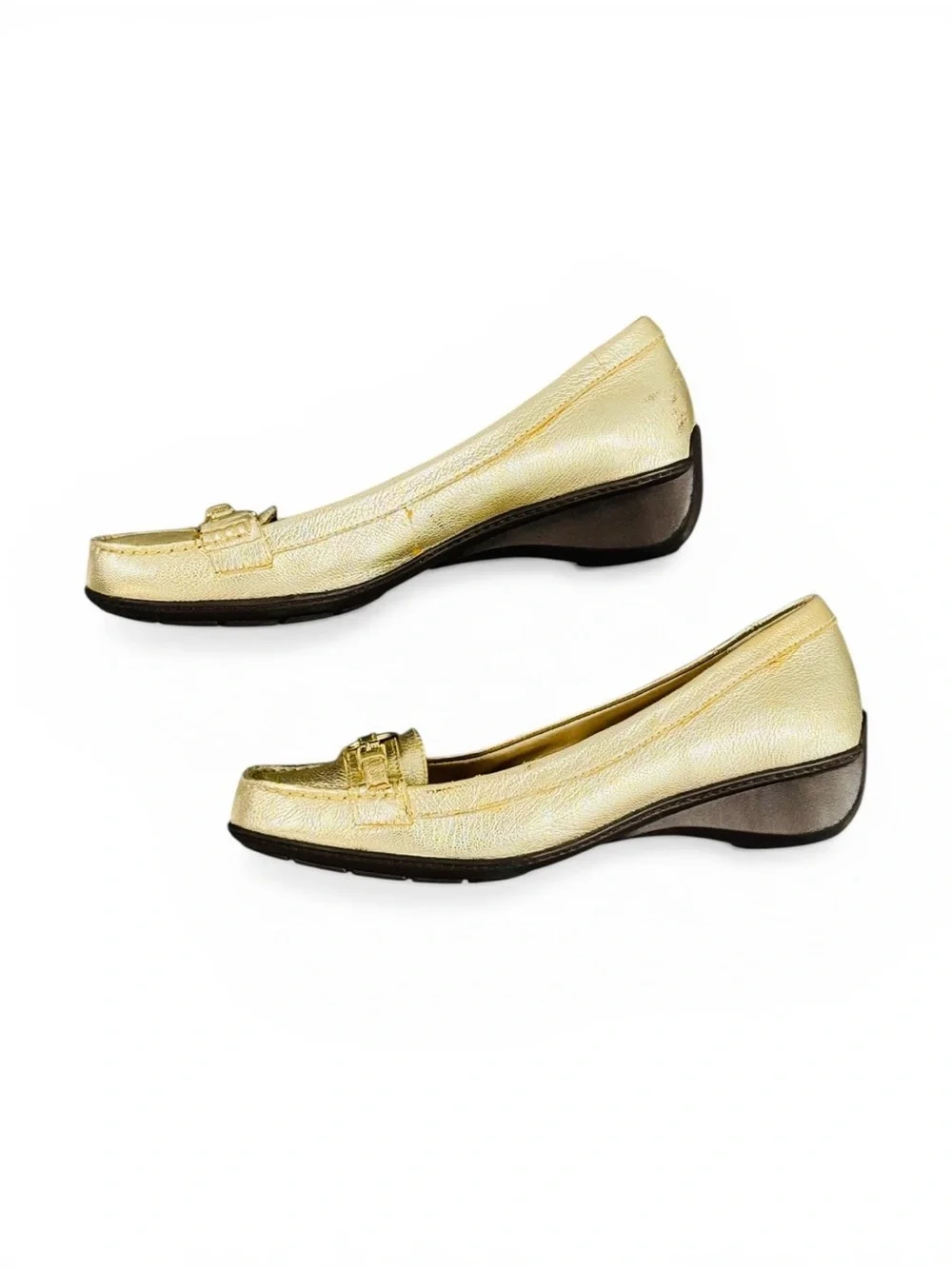 Ralph Lauren Metallic Gold Leather Ballet Loafers