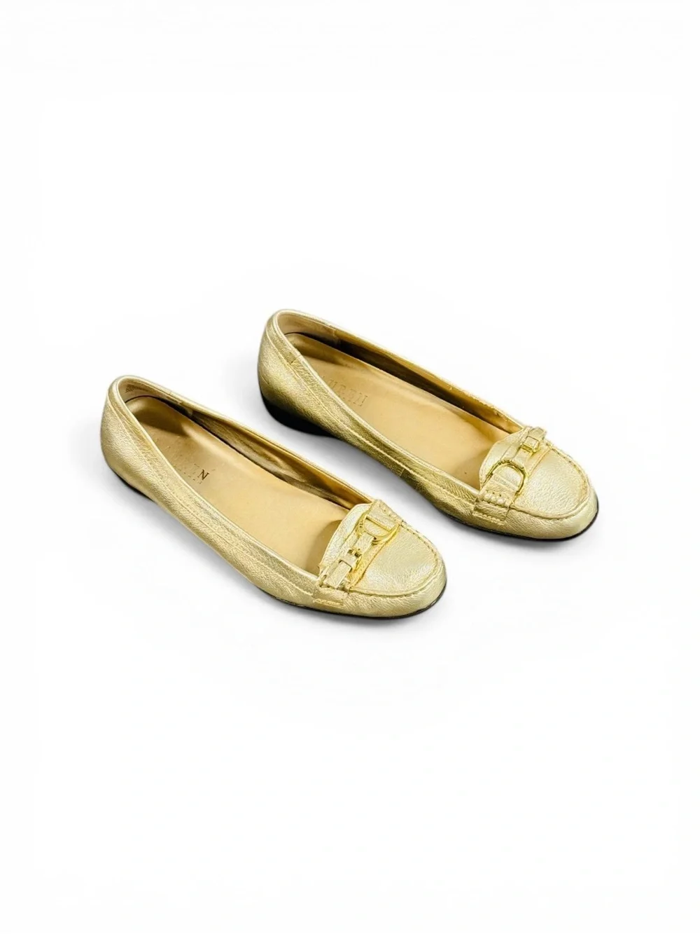 Ralph Lauren Metallic Gold Leather Ballet Loafers