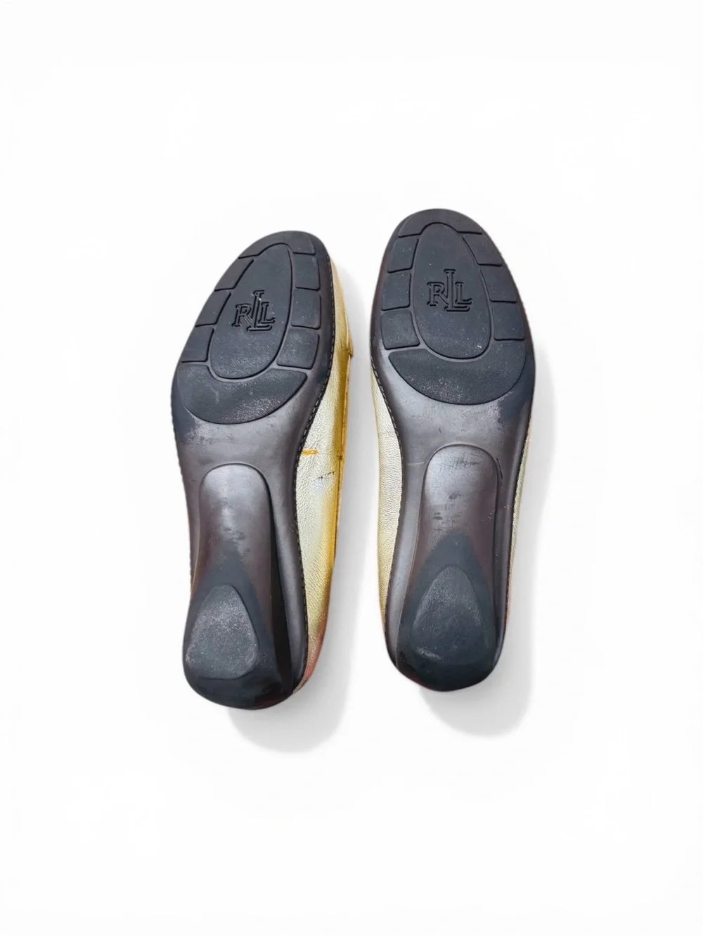Ralph Lauren Metallic Gold Leather Ballet Loafers