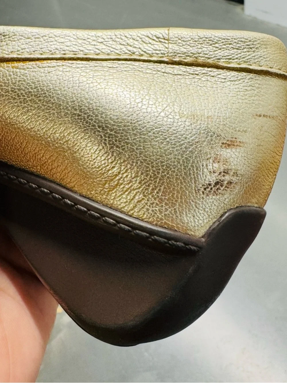Ralph Lauren Metallic Gold Leather Ballet Loafers
