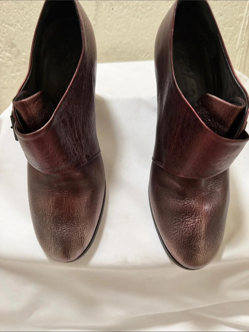 Marsell Metallic Bordeaux Buckle Block-Heel Shoes