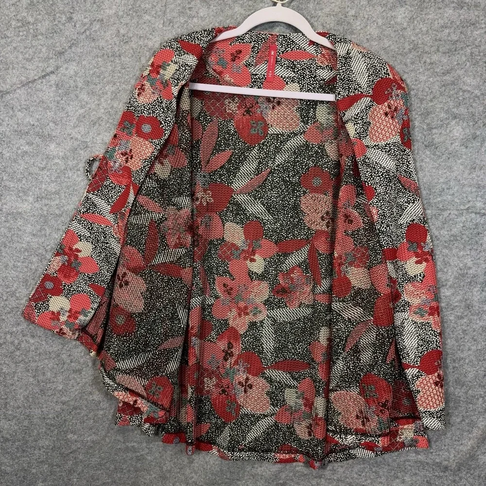 Floral Red Print Women's Button-Back Blouse