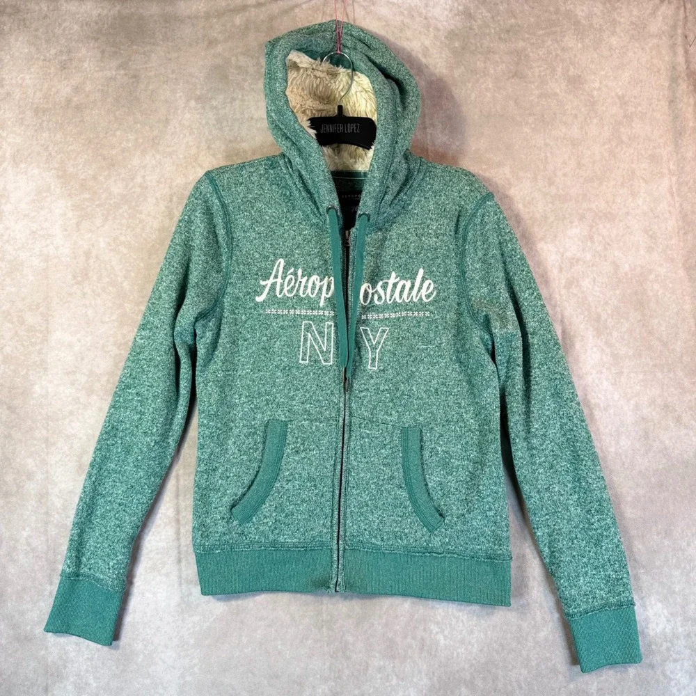 Y2K Vintage Aeropostale Hoodie Juniors M Green Marled Twilight Elena Gilbert