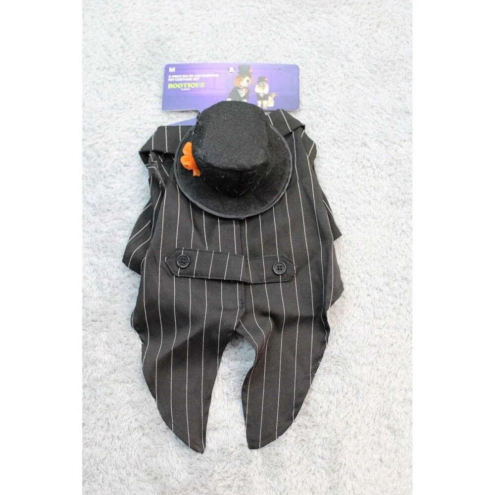 Boutique Pinstripe Skeleton Walking Dog Costume Size Medium Halloween