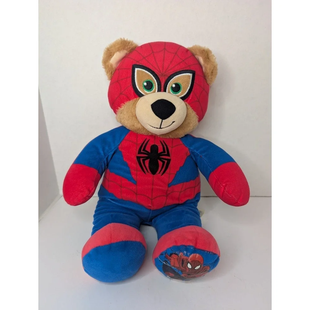 Build-A-Bear Workshop Spider-Man Plush Bear, Red Blue Brown, Green‎ Eyes, Marvel
