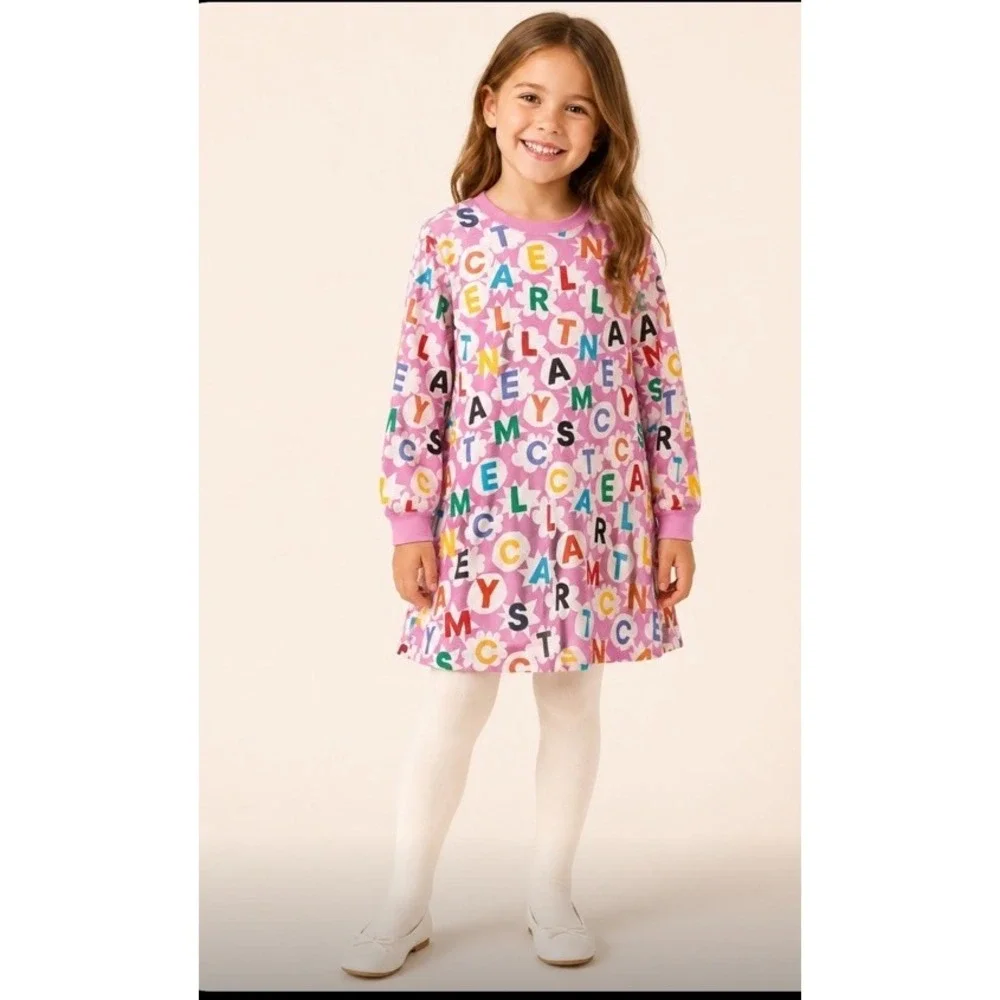 Stella McCartney Girls 8 Stella  Logo Fleece Dress Cotton