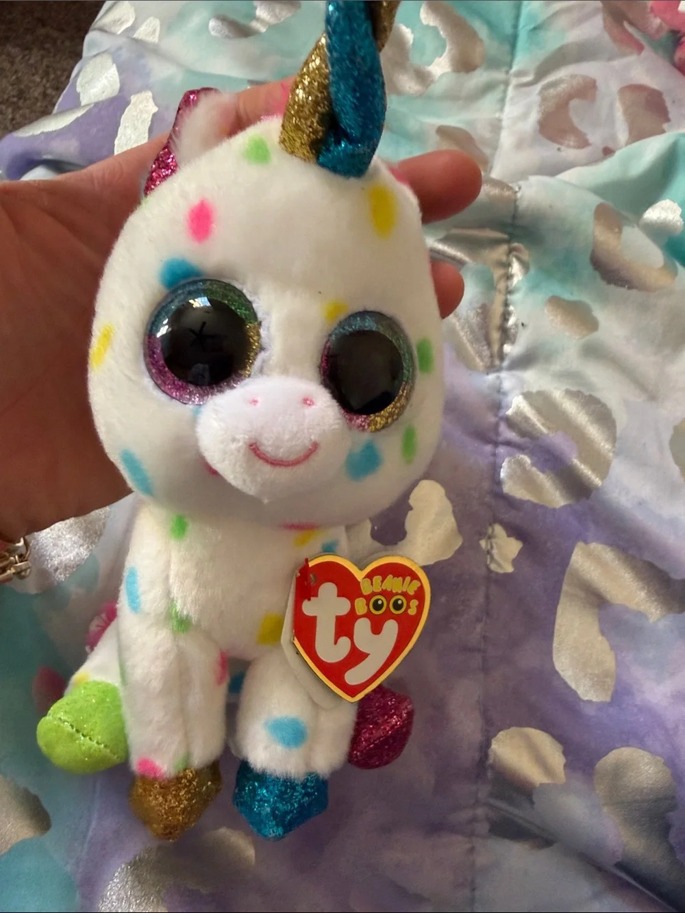 Ty Plush Rainbow Multicolor Small Pets Set - White, Pink, Green, Blue